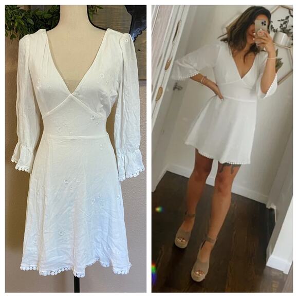 NWOT Lulus In the Meadow White Embroidered Backless Mini Dress - Picture 2 of 13